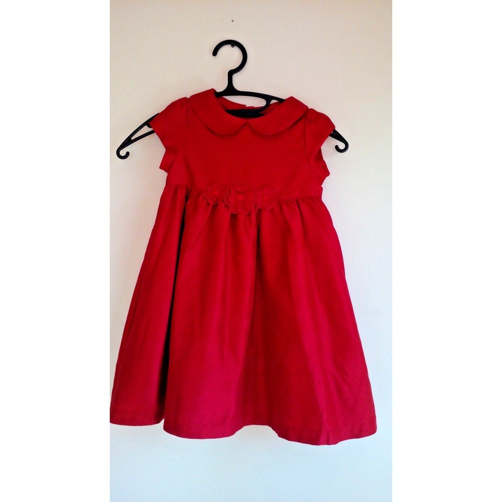 CRAZY 8 - Girls Red Peter Pan Collar Flower Party Holiday Dress - Size 3T